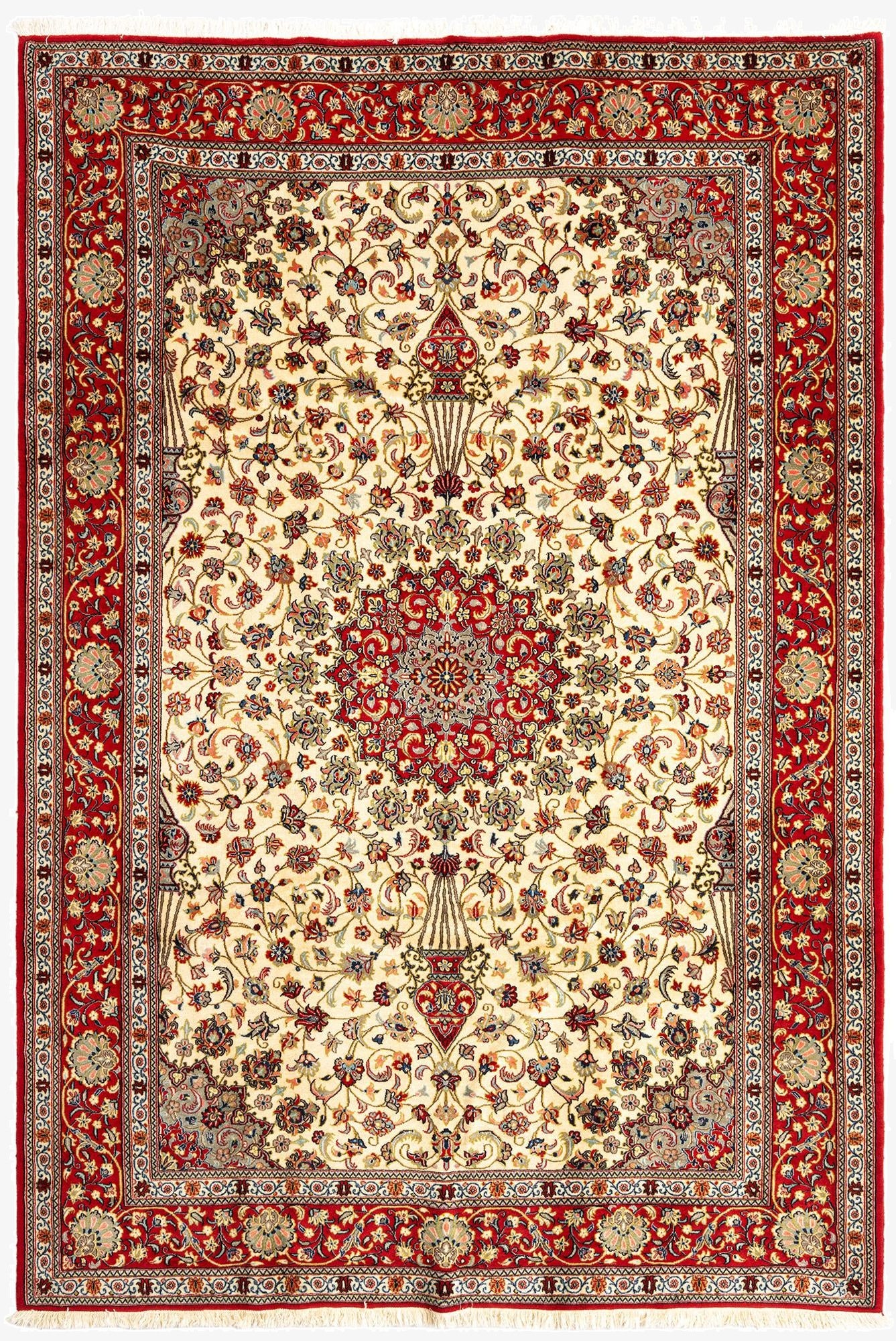  6' 6 x 9' 7  Hand Knotted Qom Persian Rug