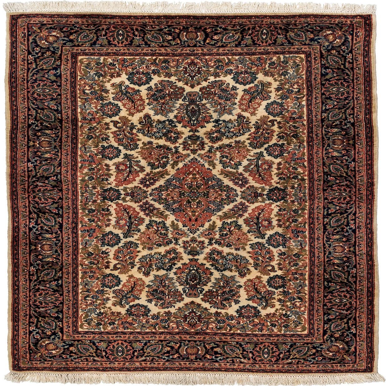 Cream 4' x 6' 3 Hand Knotted Sarough Wool Rug | Rugs.com