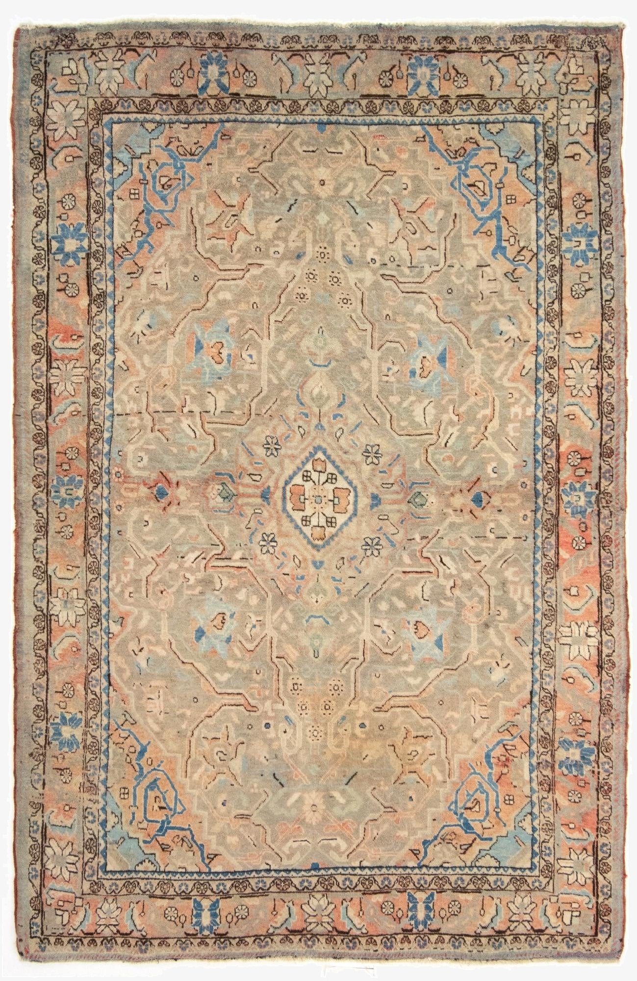  4' 5 x 7'  Hand Knotted Sarough Persian Wool Rug