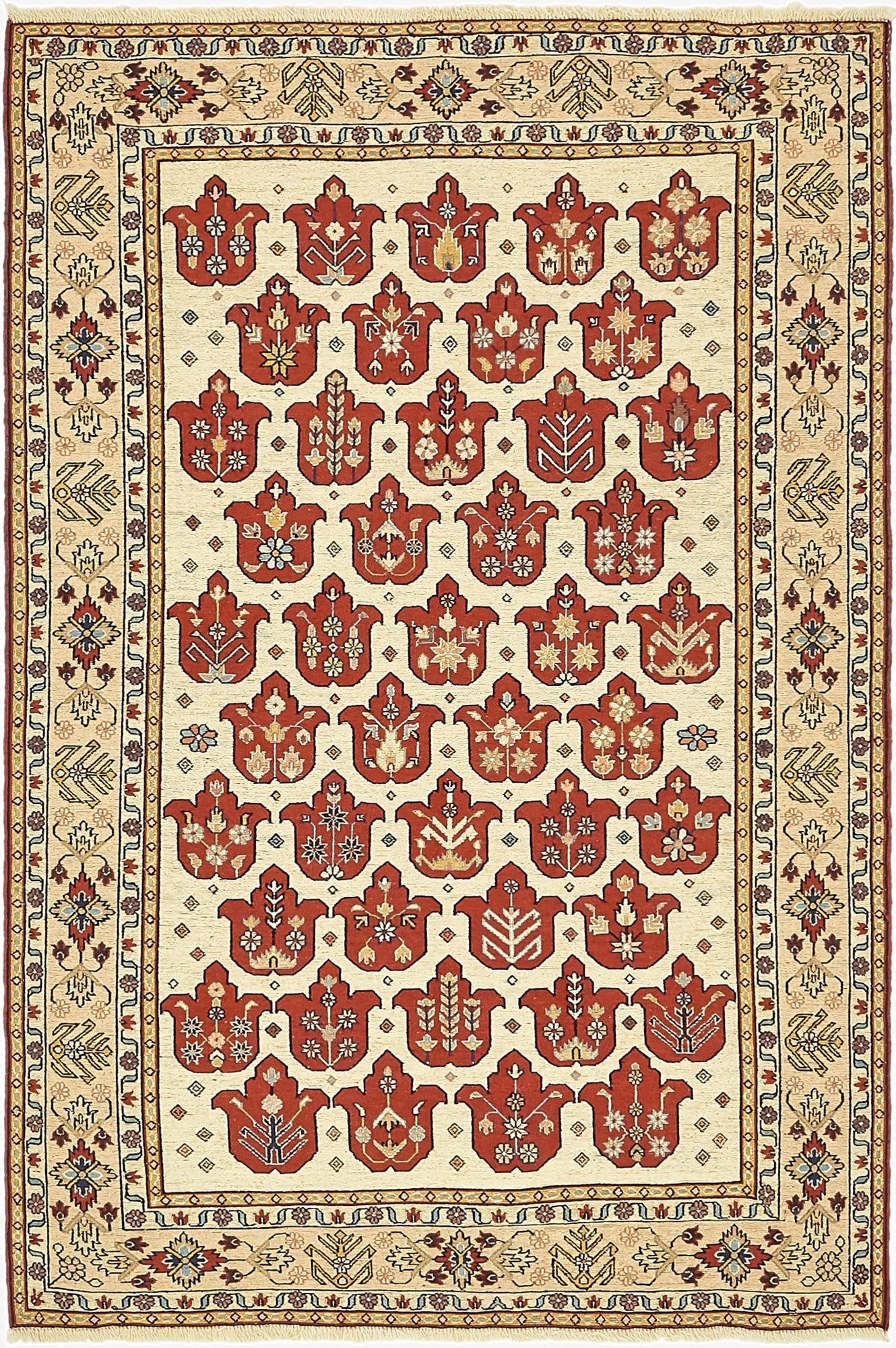  4' x 6' 2  Hand Knotted Sirjan Persian Wool Rug