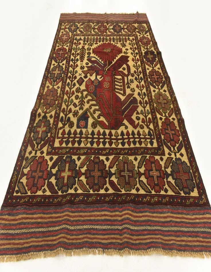 Detail image of  4' 4 x 5' 7  Hand Knotted Sumak Wool Rug