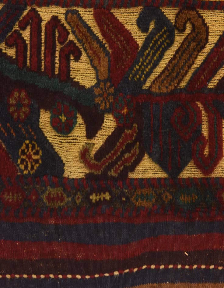 Detail image of  4' 2 x 6'  Hand Knotted Sumak Wool Rug