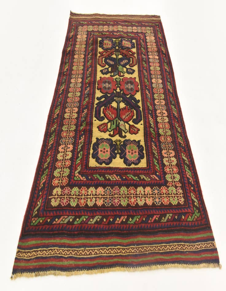 Detail image of  2' 10 x 4' 10  Hand Knotted Sumak Wool Rug