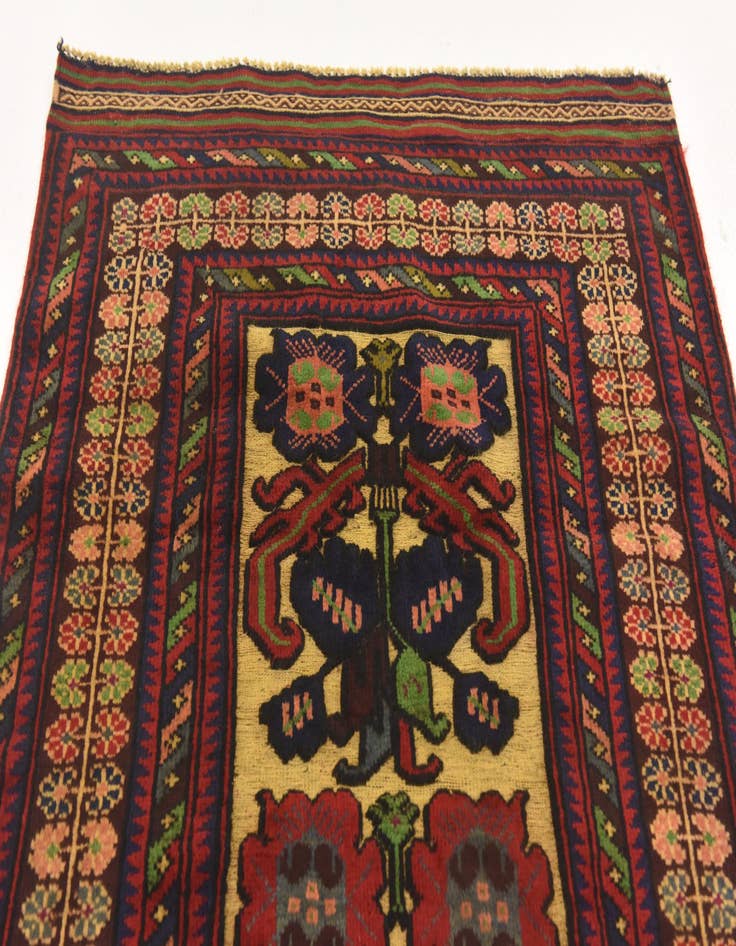 Detail image of  2' 10 x 4' 10  Hand Knotted Sumak Wool Rug