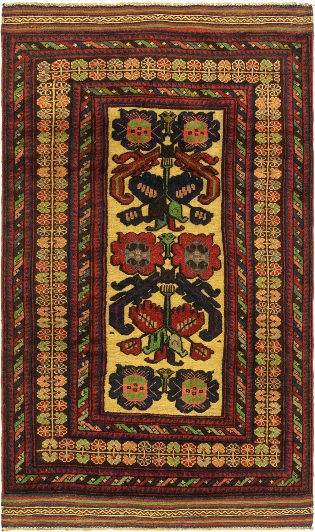  2' 10 x 4' 10  Hand Knotted Sumak Wool Rug
