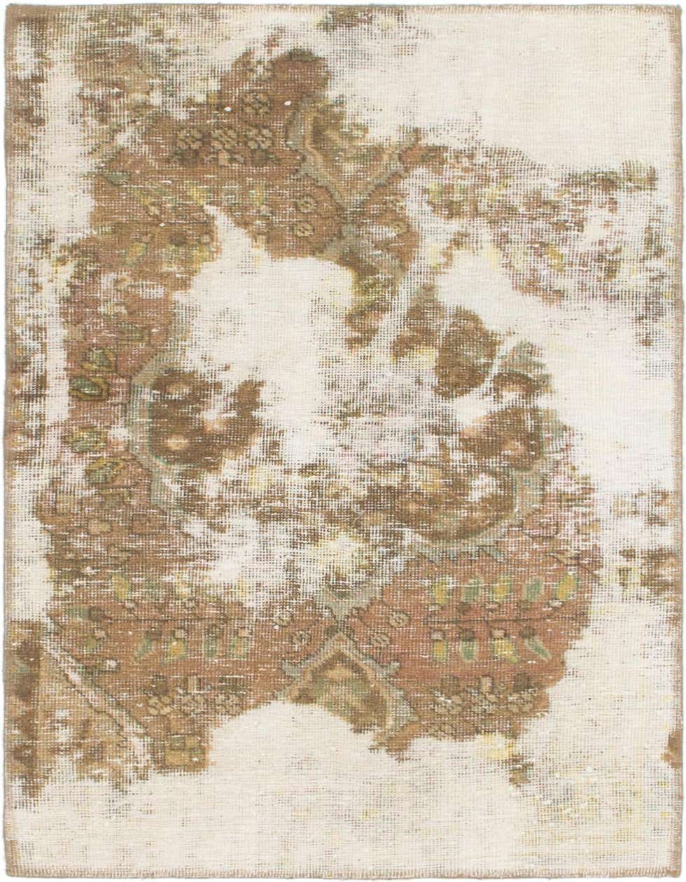 A 3x4 rectangular Ultra Vintage rug featuring a distressed Persian pattern in shades of ivory, cream, and muted brown.
