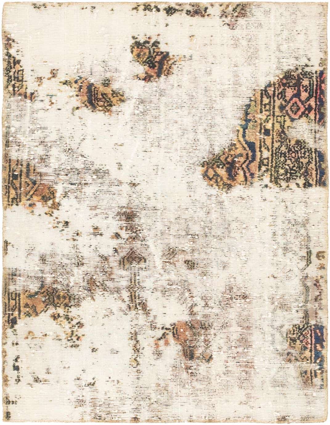 A 3x4 rectangular Ultra Vintage rug in ivory and cream, featuring distressed Persian and Oriental patterns.