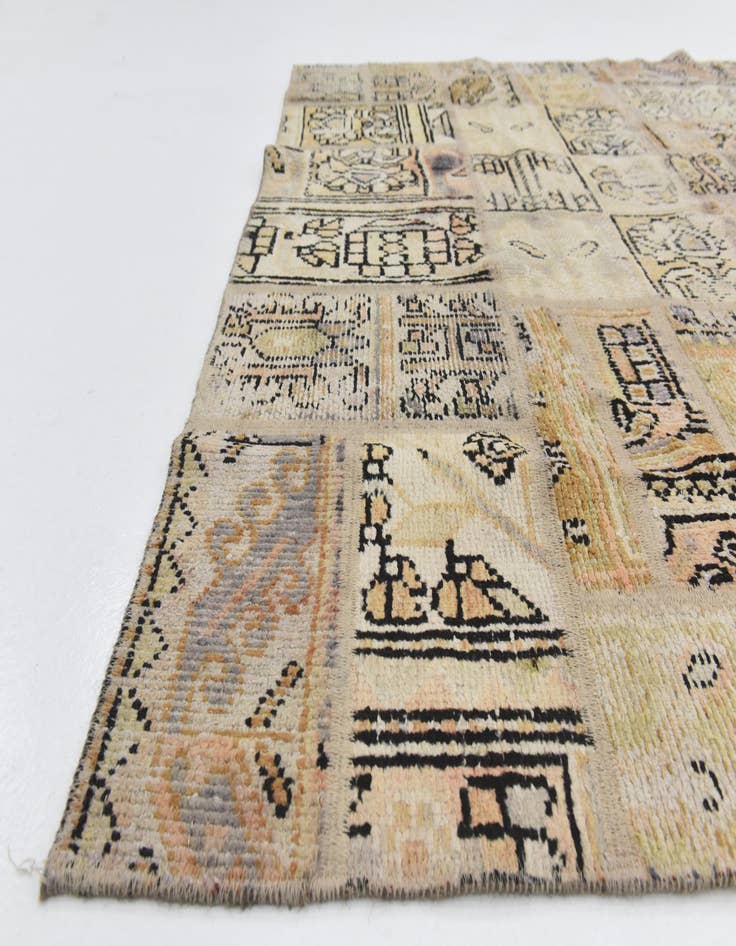 Detail image of  5' 7 x 7' 6  Hand Knotted Ultra Vintage Persian Wool Rug