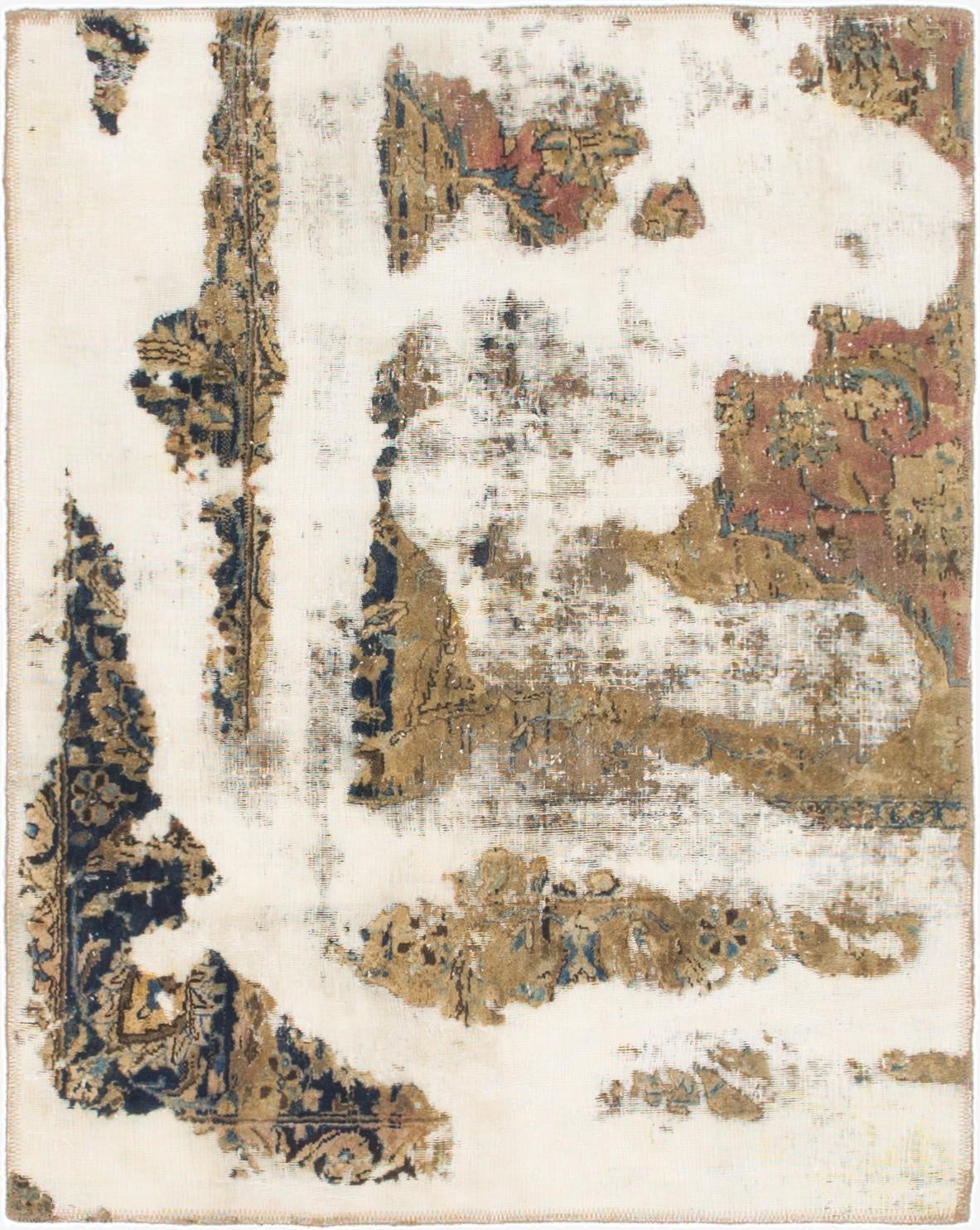  3' 5 x 4' 5  Hand Knotted Ultra Vintage Persian Wool Rug