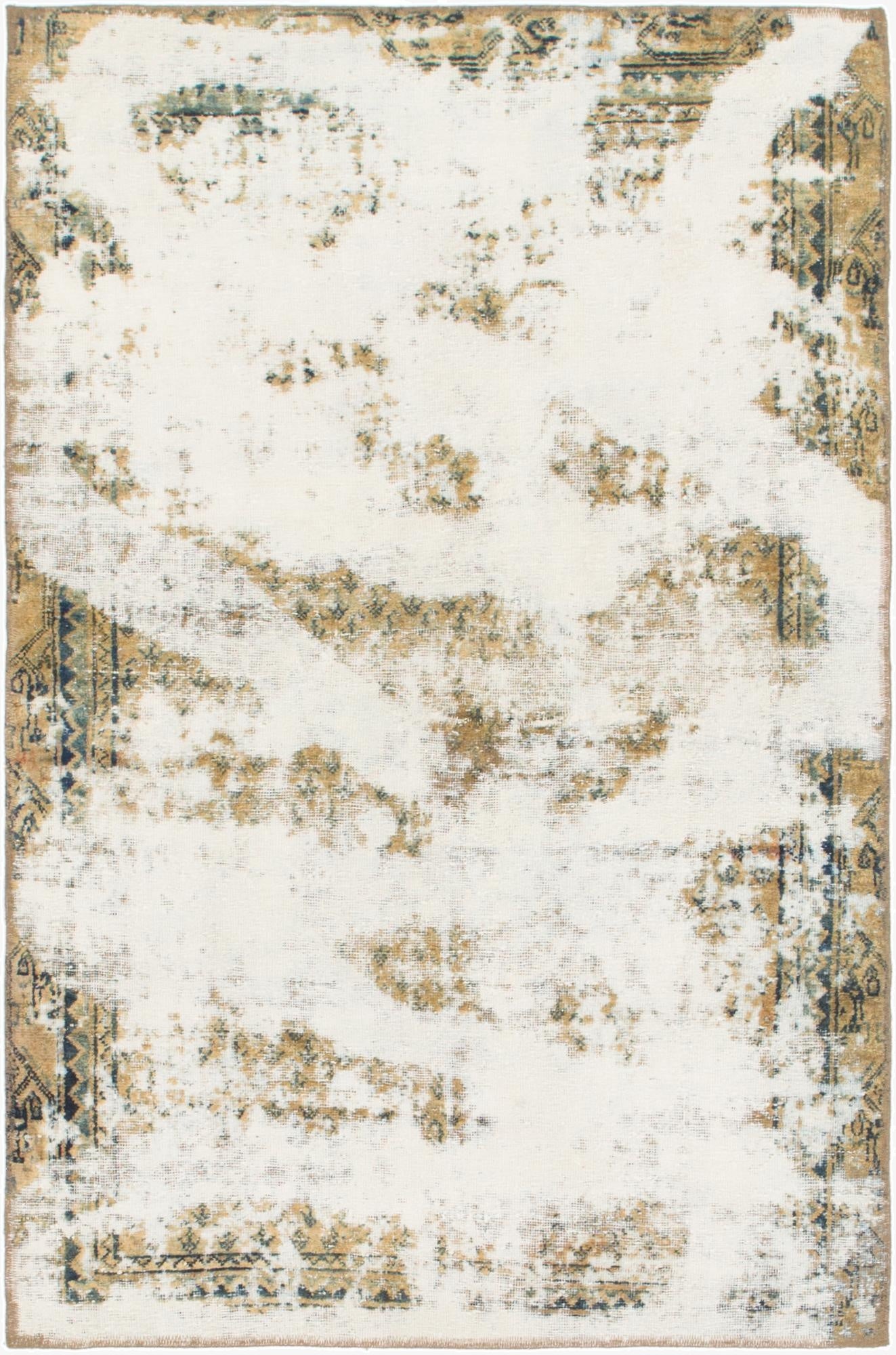  3' 10 x 6'  Hand Knotted Ultra Vintage Persian Wool Rug