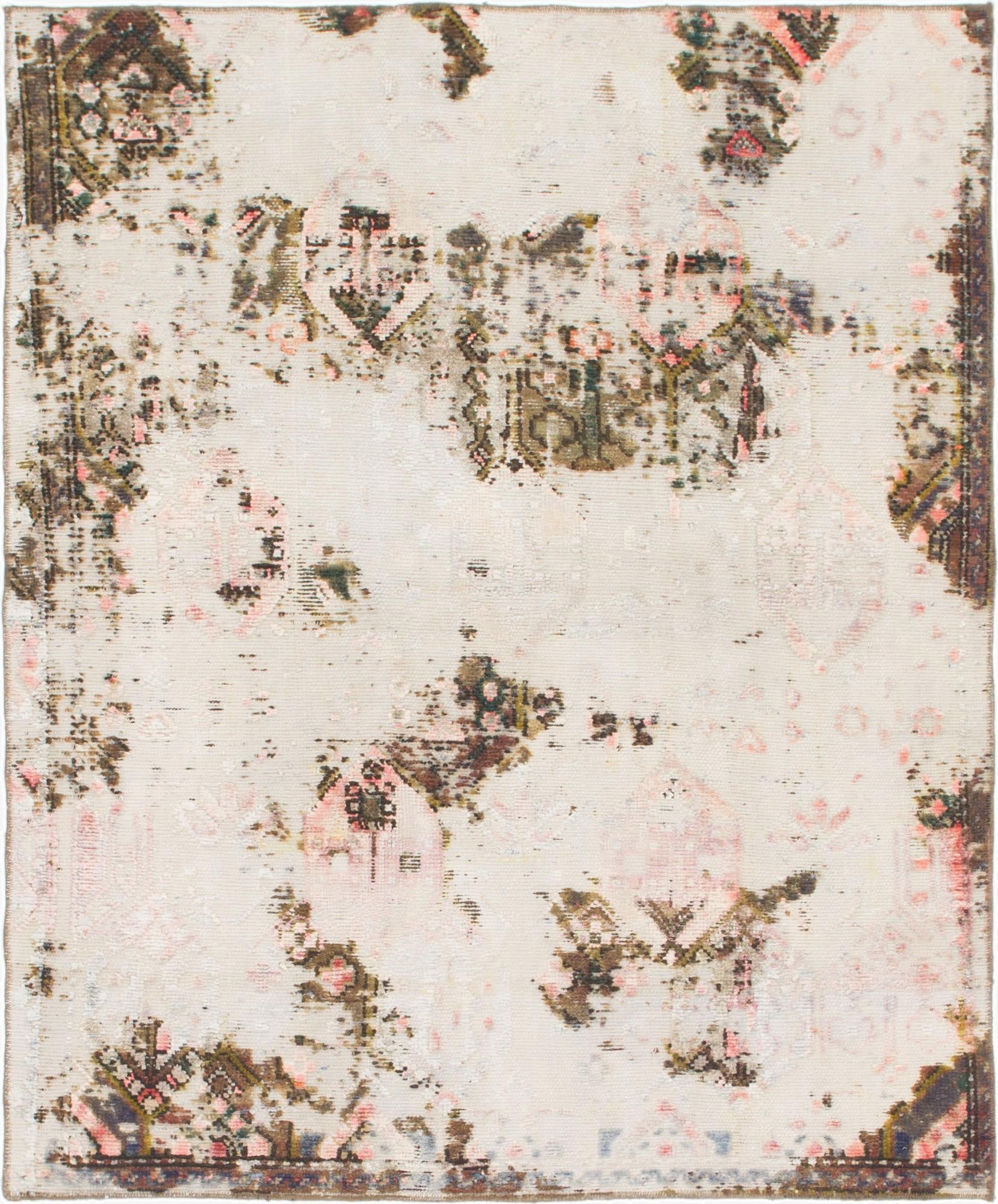  5' 4 x 6' 5  Hand Knotted Ultra Vintage Persian Wool Rug