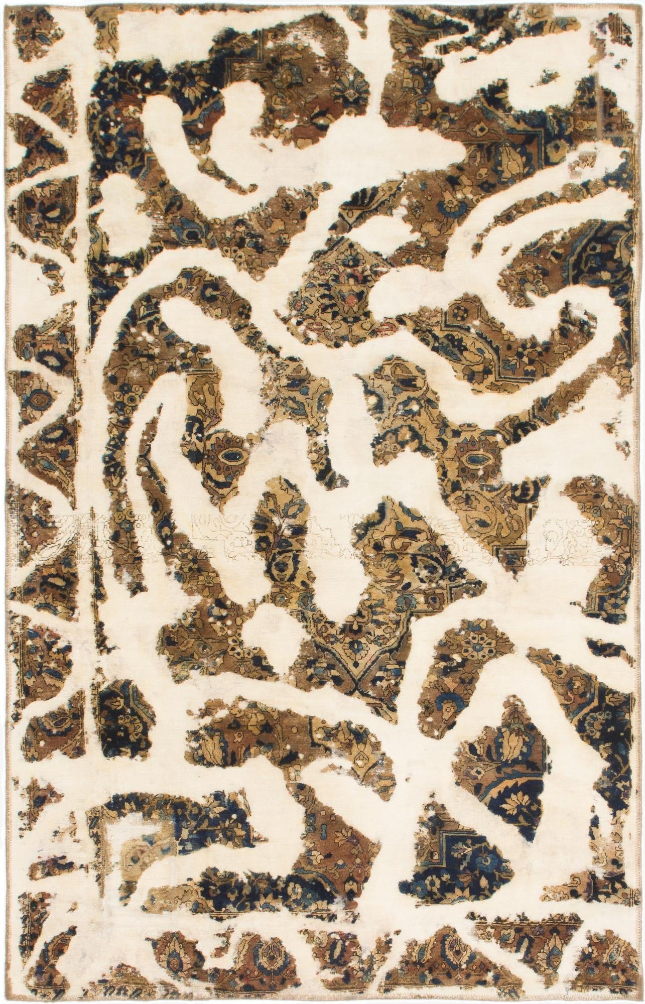  5' 9 x 9'  Hand Knotted Ultra Vintage Persian Wool Rug