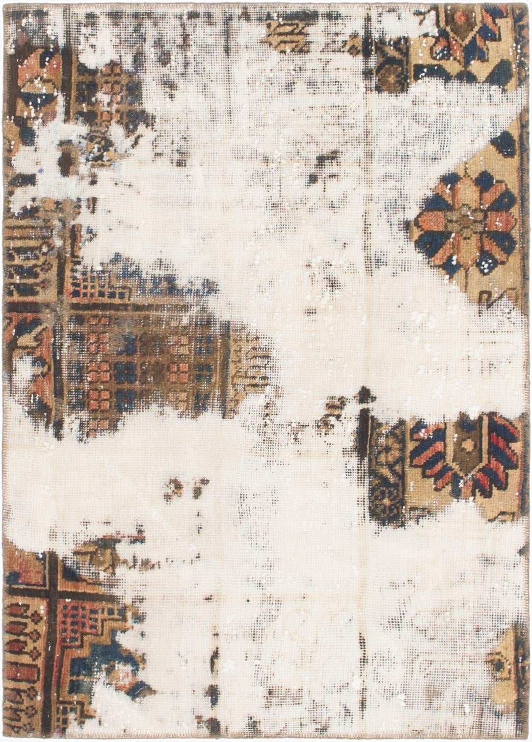  3' 2 x 4' 5  Hand Knotted Ultra Vintage Persian Wool Rug