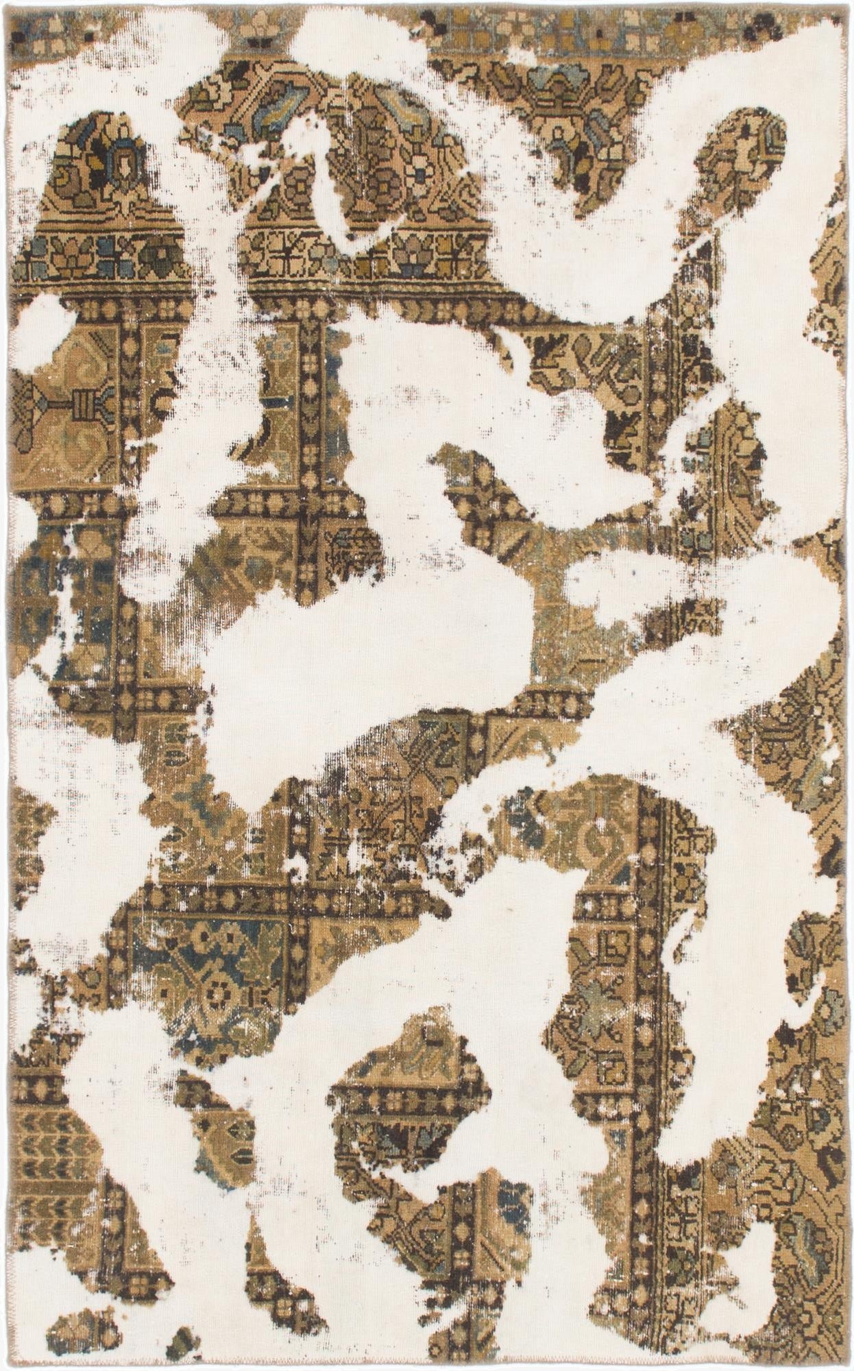  4' 5 x 7' 2  Hand Knotted Ultra Vintage Persian Wool Rug