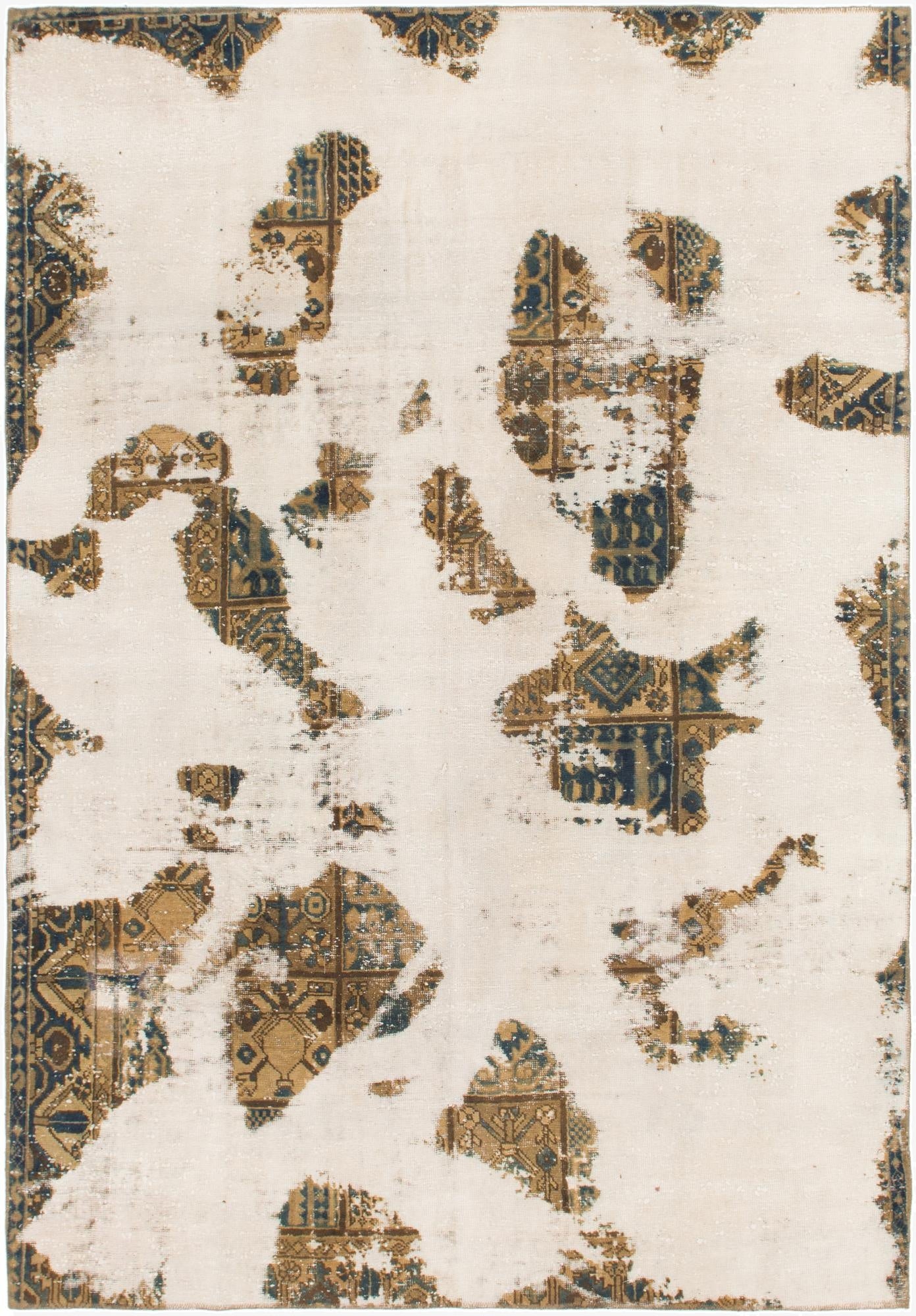  6' 7 x 9' 6  Hand Knotted Ultra Vintage Persian Wool Rug