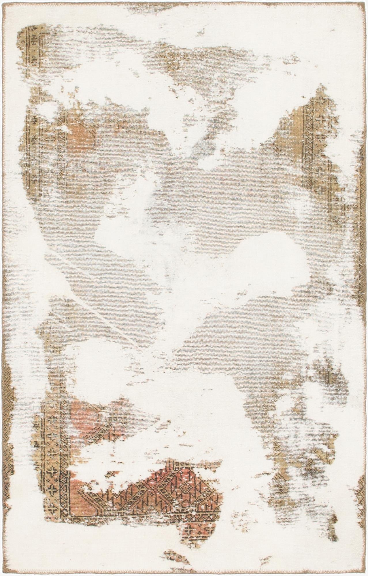  3' 9 x 6' 2  Hand Knotted Ultra Vintage Persian Wool Rug