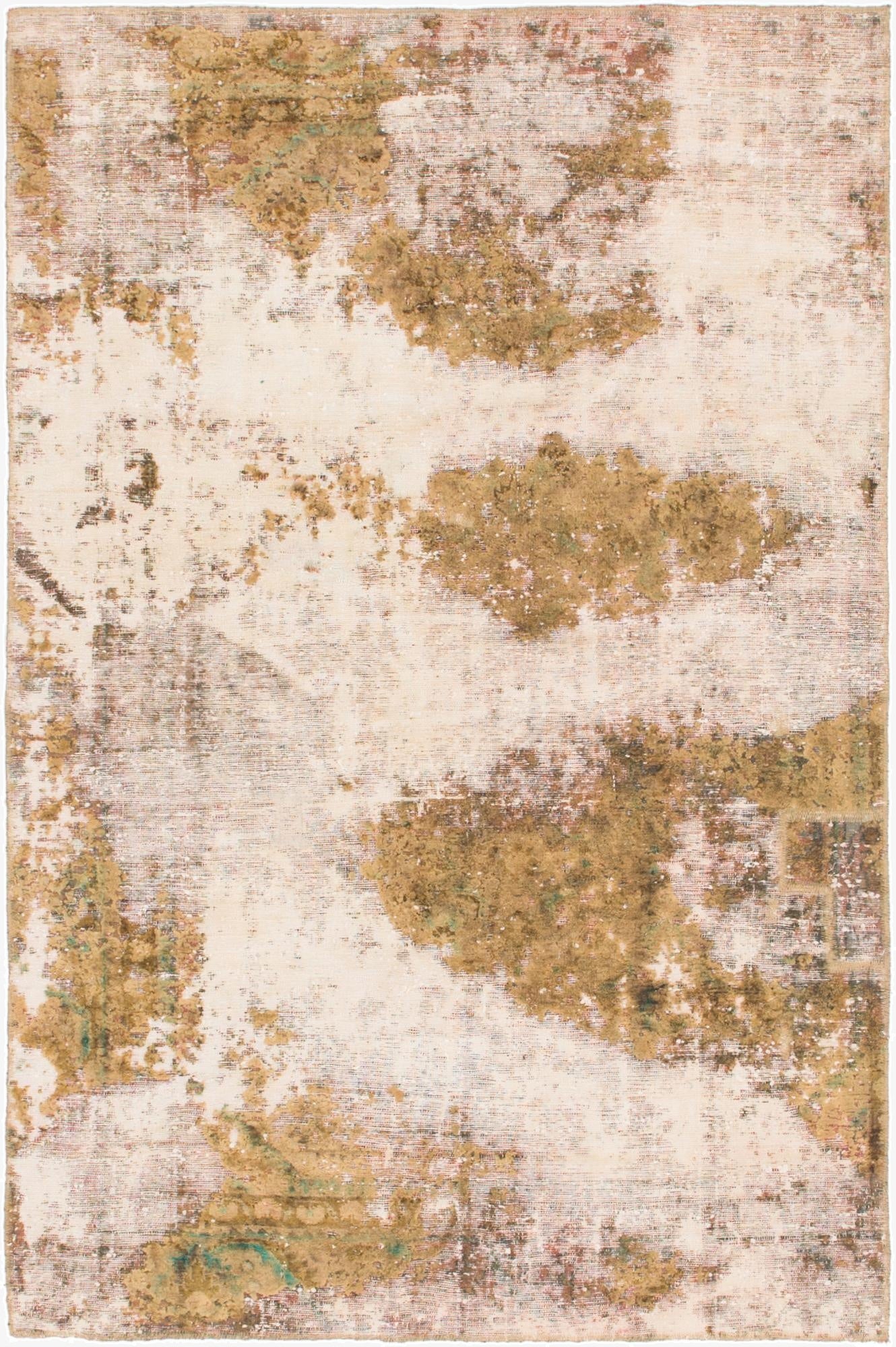  4' 2 x 6' 3  Hand Knotted Ultra Vintage Persian Wool Rug