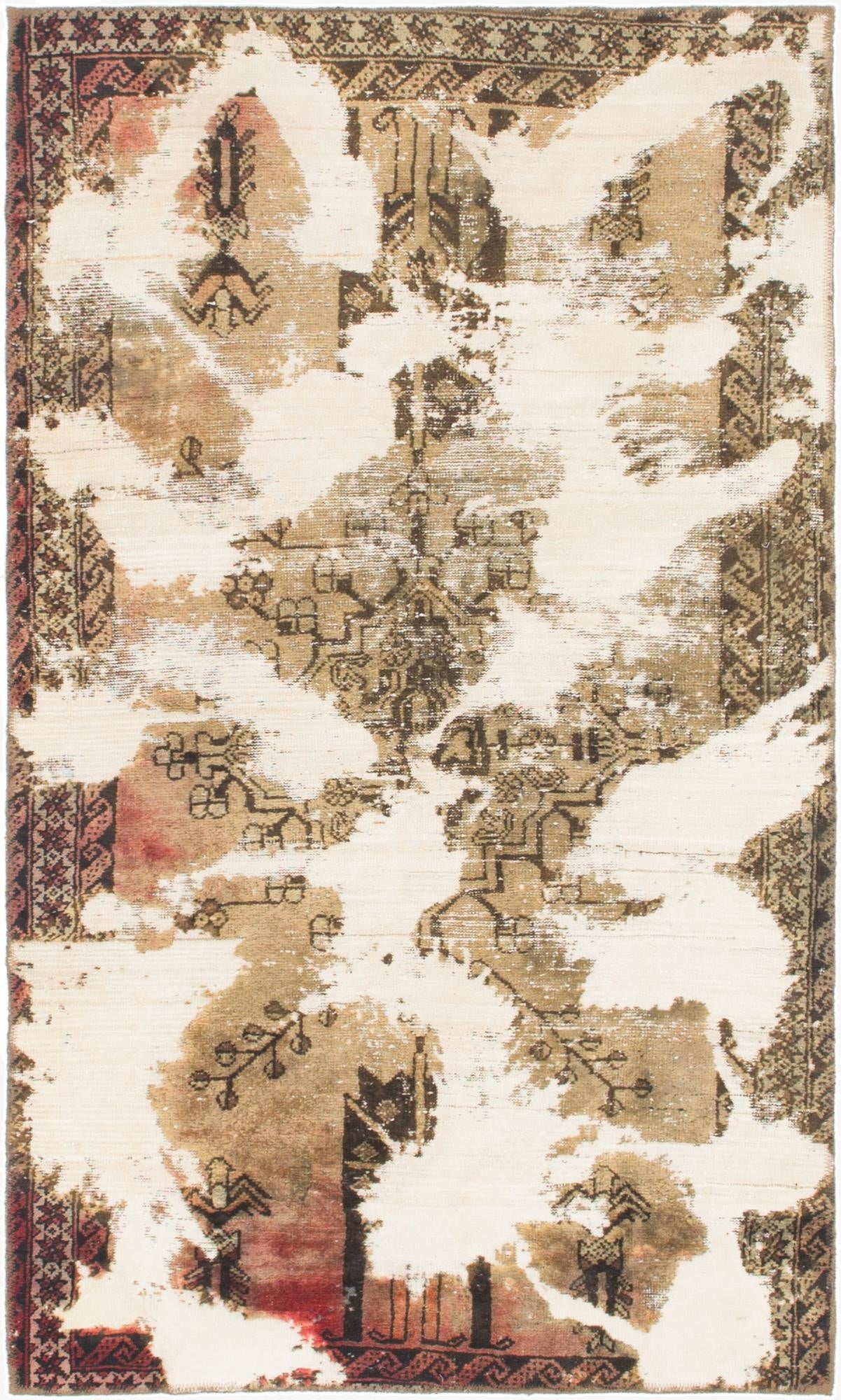  3' 8 x 6' 4  Hand Knotted Ultra Vintage Persian Wool Rug