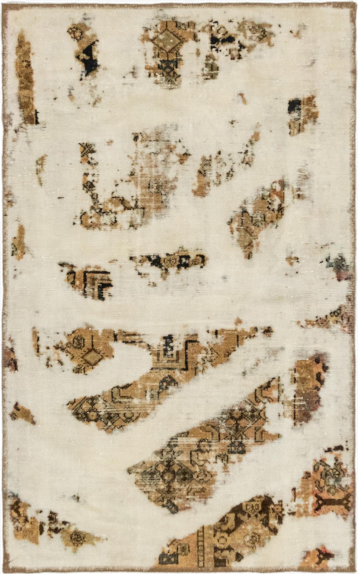  3' 4 x 5' 4  Hand Knotted Ultra Vintage Persian Wool Rug