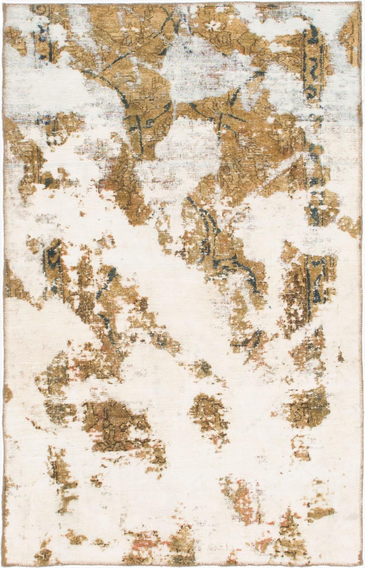  3' 7 x 5' 9  Hand Knotted Ultra Vintage Persian Wool Rug