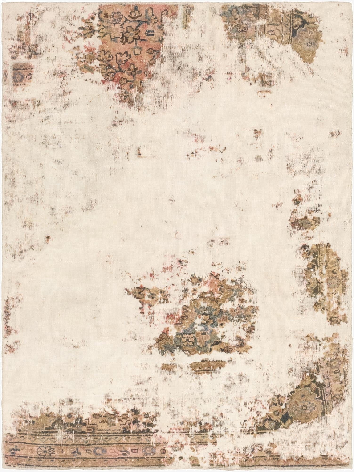  4' 9 x 6' 5  Hand Knotted Ultra Vintage Persian Wool Rug