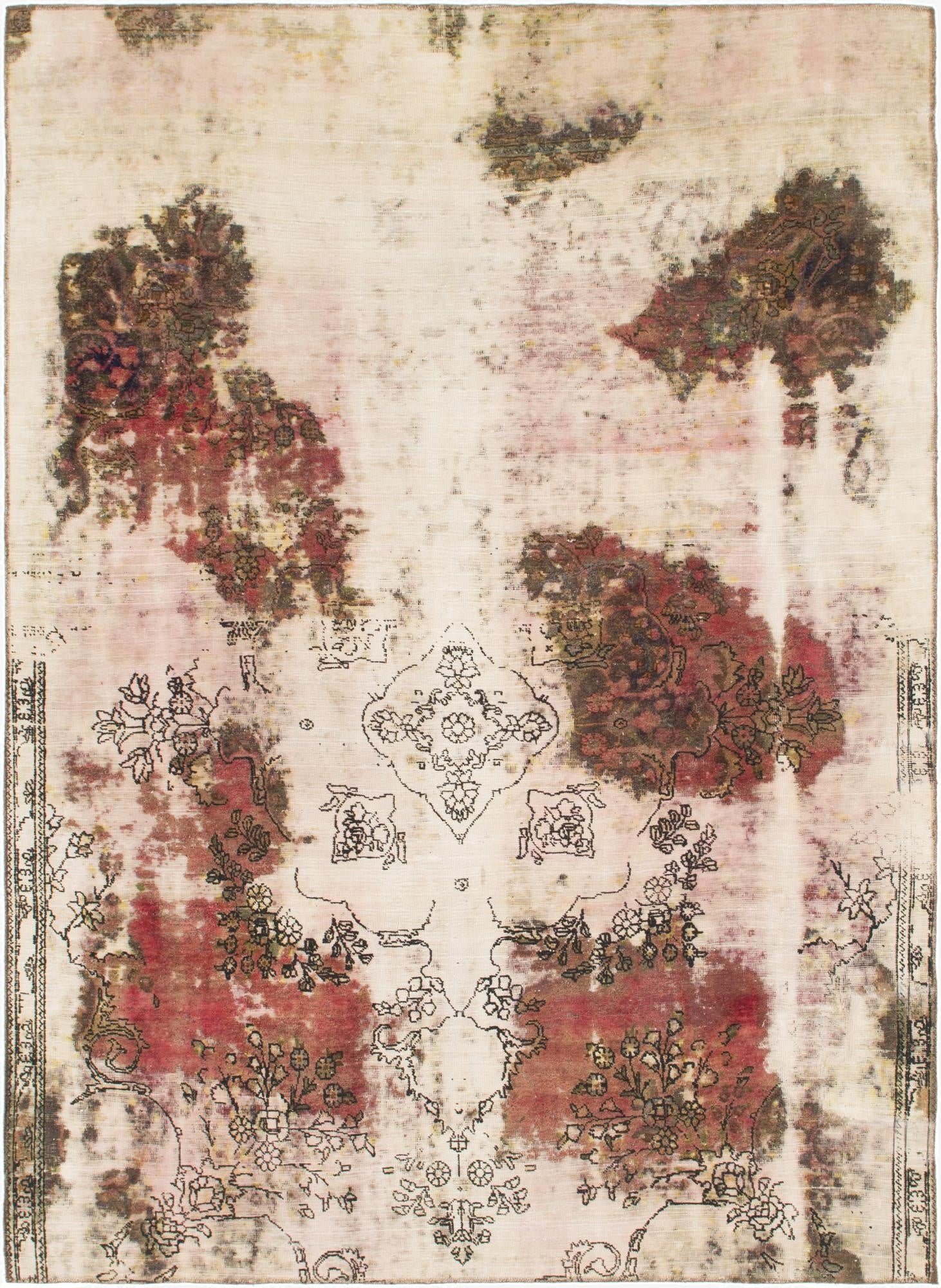  7' 3 x 10' 2  Hand Knotted Ultra Vintage Persian Wool Rug