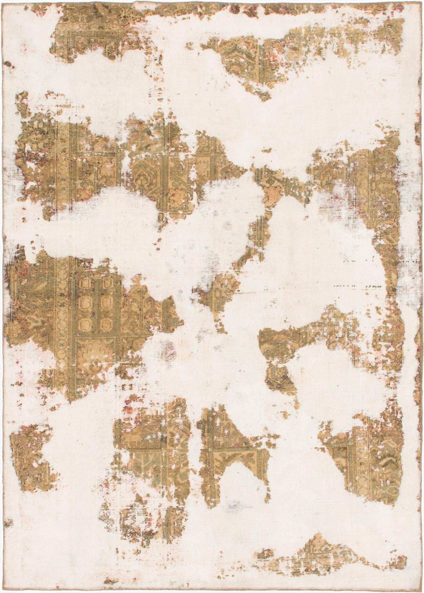  6' 4 x 8' 10  Hand Knotted Ultra Vintage Persian Wool Rug