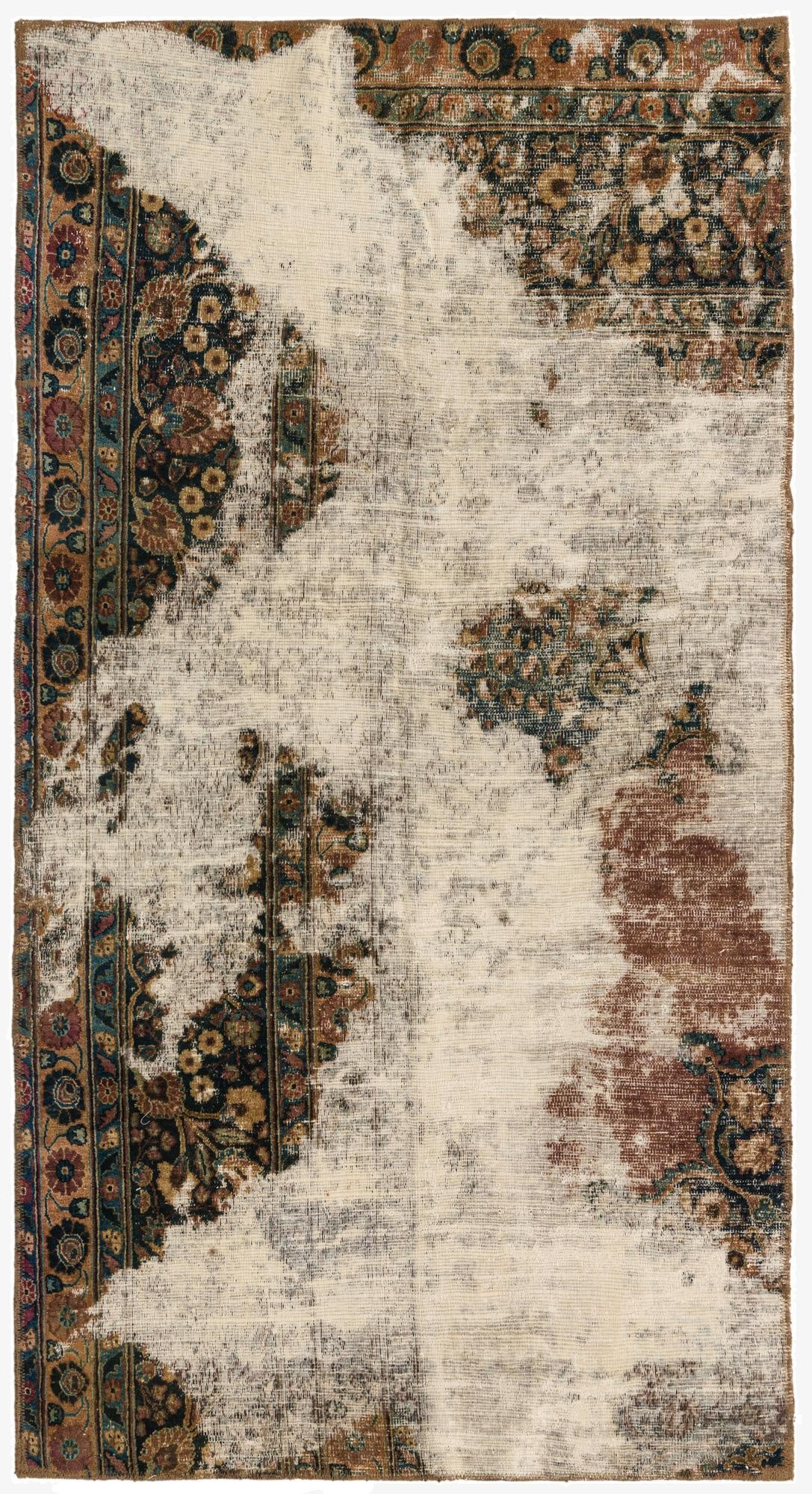  3' 8 x 7'  Hand Knotted Ultra Vintage Persian Wool Rug