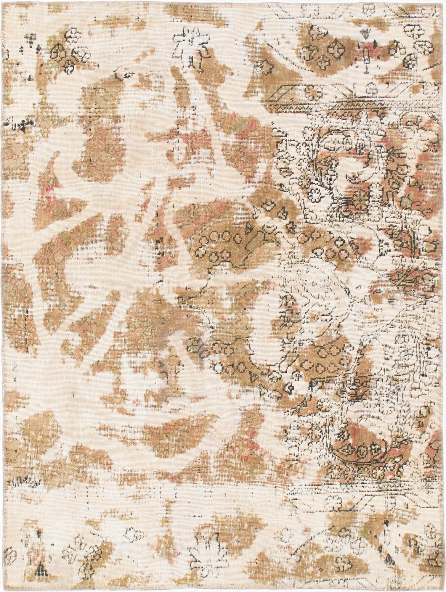  4' 8 x 6' 2  Hand Knotted Ultra Vintage Persian Wool Rug