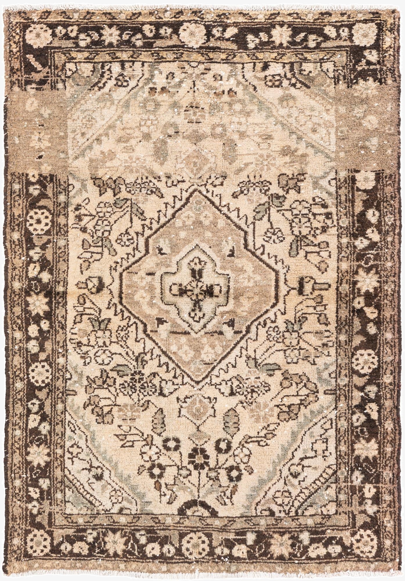 3' 7 x 5' 1  Hand Knotted Ultra Vintage Persian Wool Rug