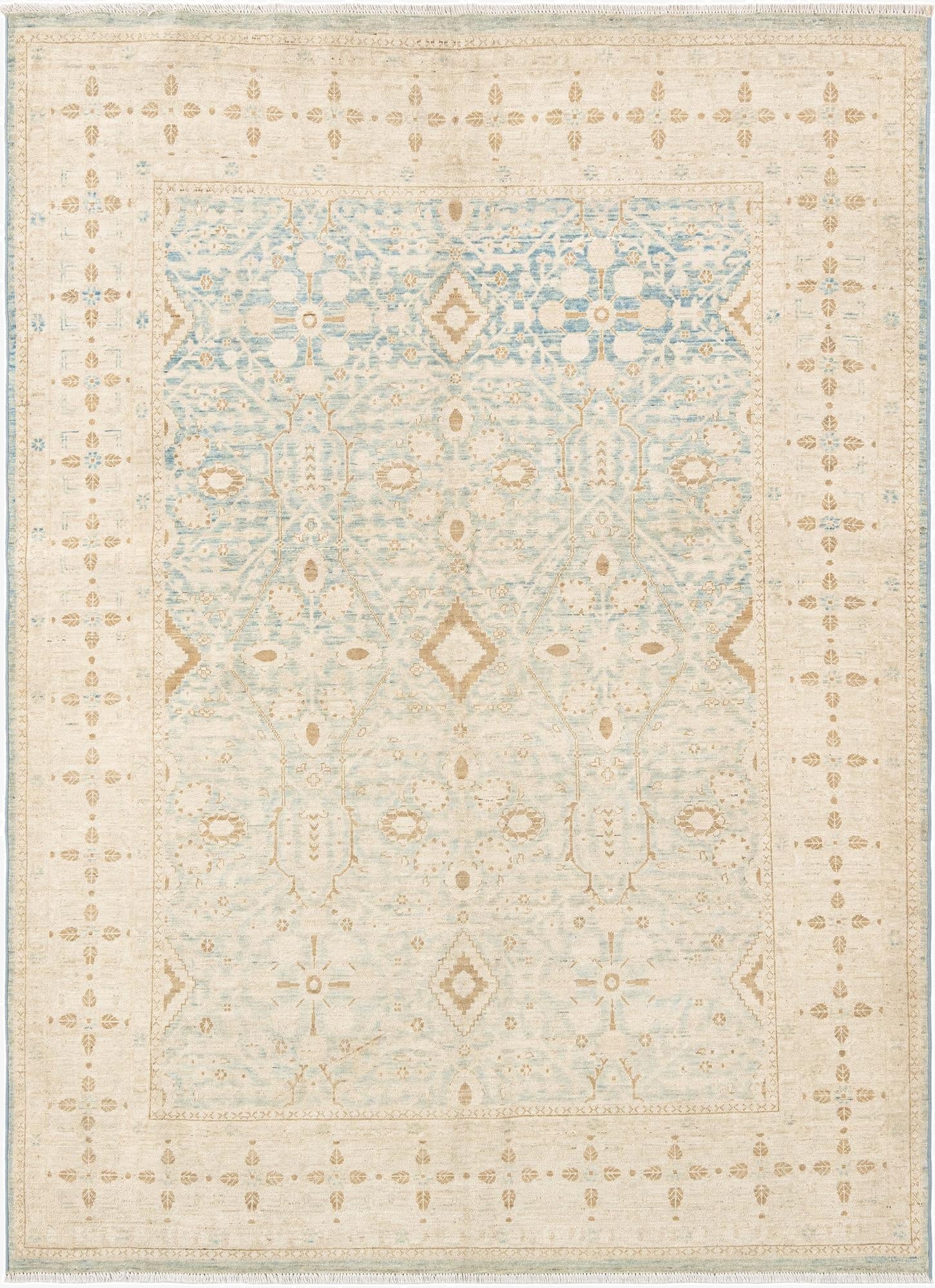  4' 10 x 6' 7  Hand Knotted Ziegler Rug