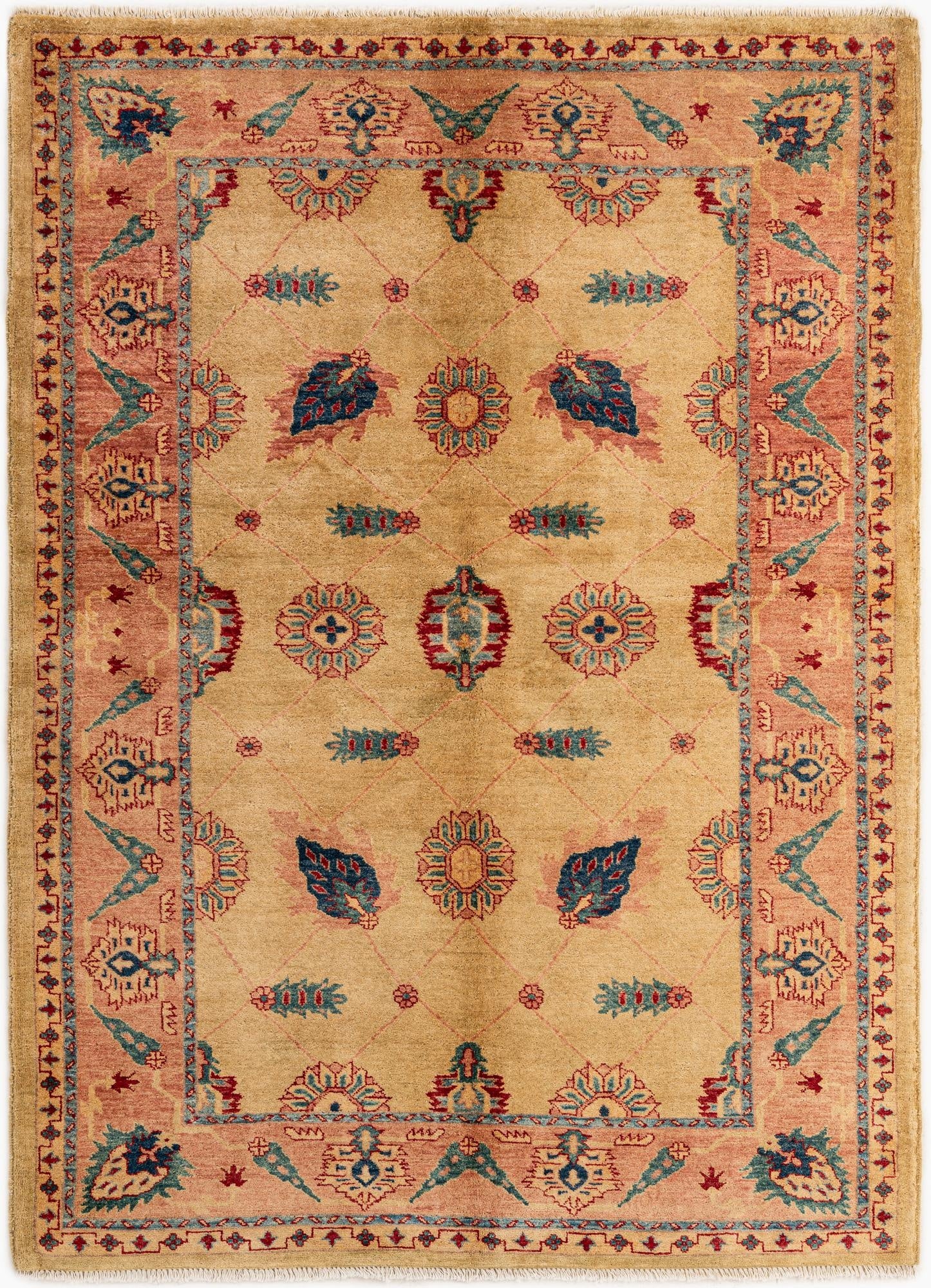  5' 2 x 7' 1  Hand Knotted Ziegler Wool Rug