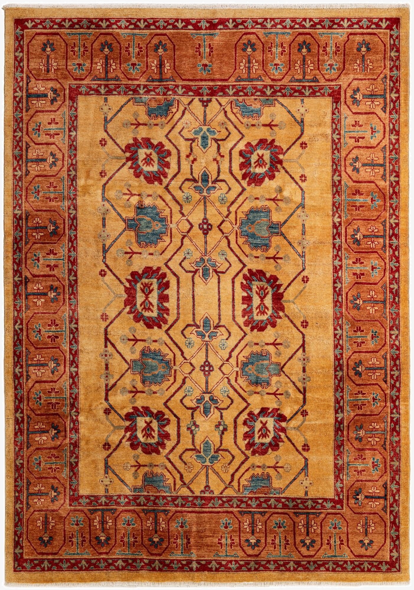  6' 8 x 9' 5  Hand Knotted Ziegler Wool Rug