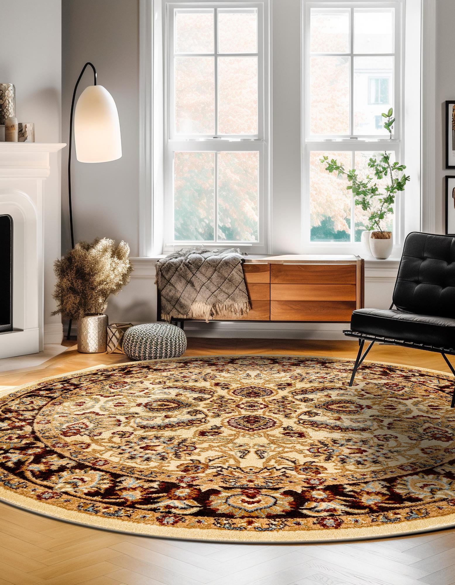 Cream 7' 10 x 7' 10 Aditi Round Rug | Rugs.com