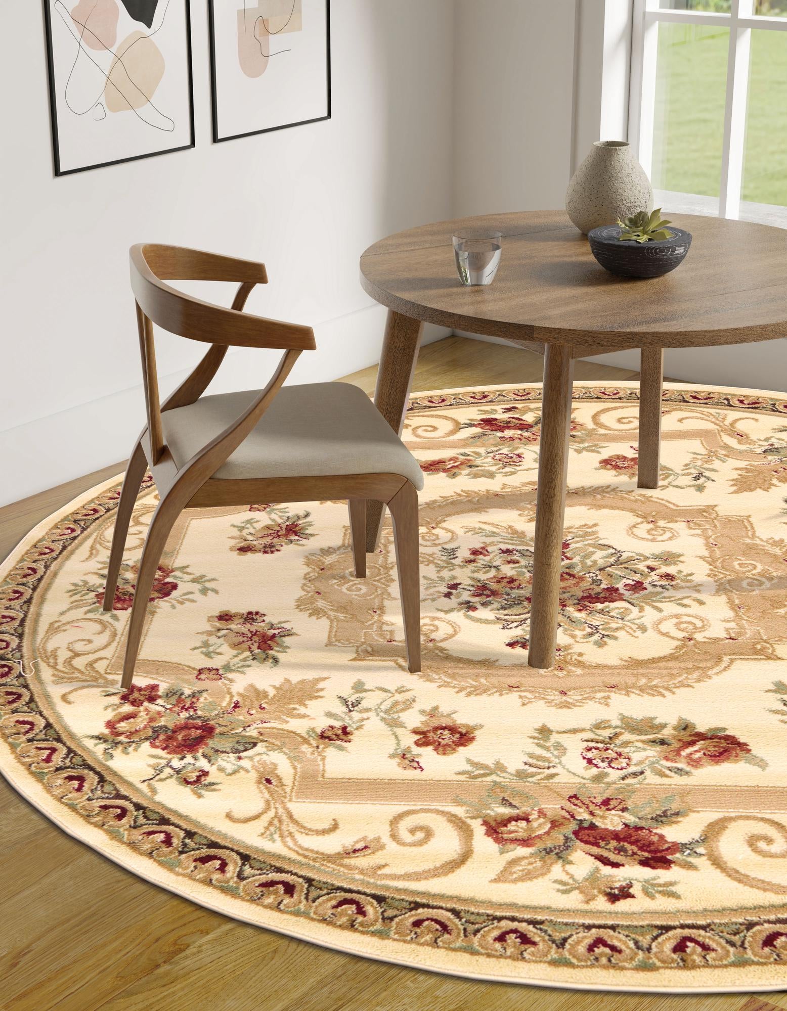 Cream 10' x 10' Chateau Round Rug | Rugs.com