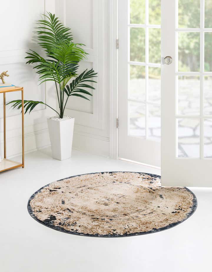Cream 4' x 4' Eliza Round Rug | Rugs.com