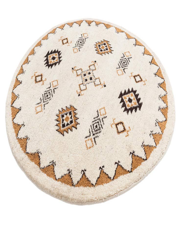 Detail image of  6' 6 x 6' 6  Hand Knotted Moroccan Wool Round Rug