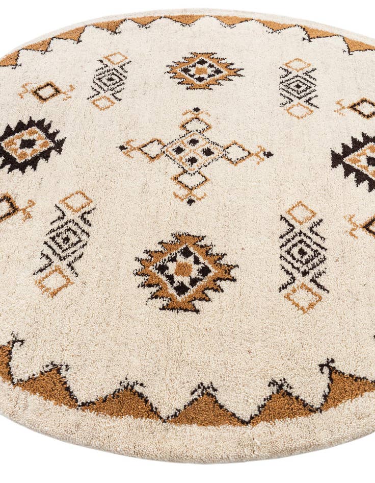 Detail image of  6' 6 x 6' 6  Hand Knotted Moroccan Wool Round Rug