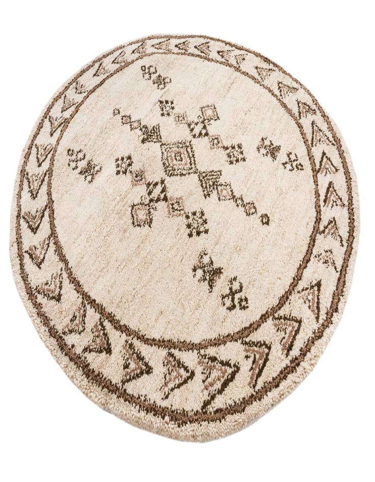 Detail image of  6' 6 x 6' 10  Hand Knotted Moroccan Wool Round Rug