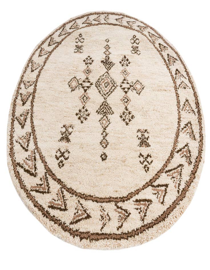 Detail image of  6' 6 x 6' 10  Hand Knotted Moroccan Wool Round Rug