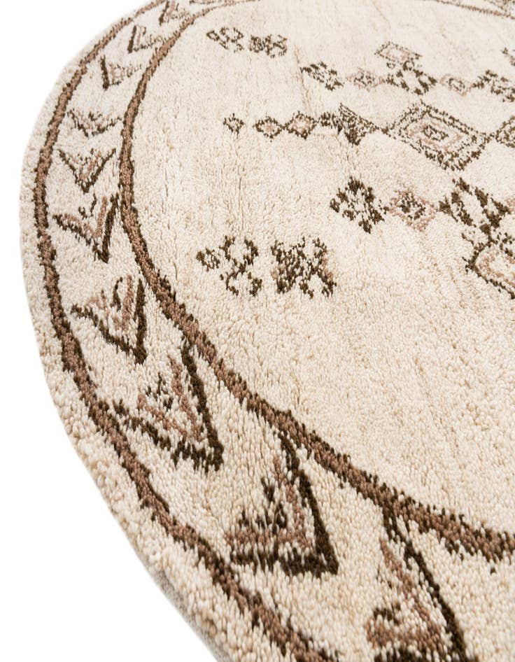 Detail image of  6' 6 x 6' 10  Hand Knotted Moroccan Wool Round Rug