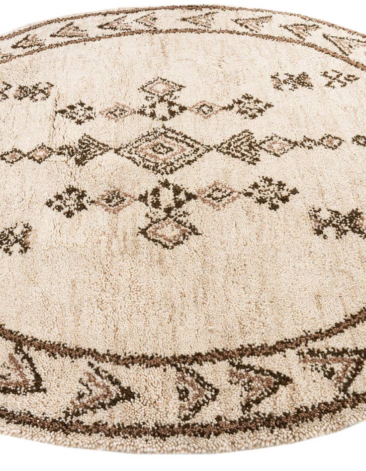 Detail image of  6' 6 x 6' 10  Hand Knotted Moroccan Wool Round Rug