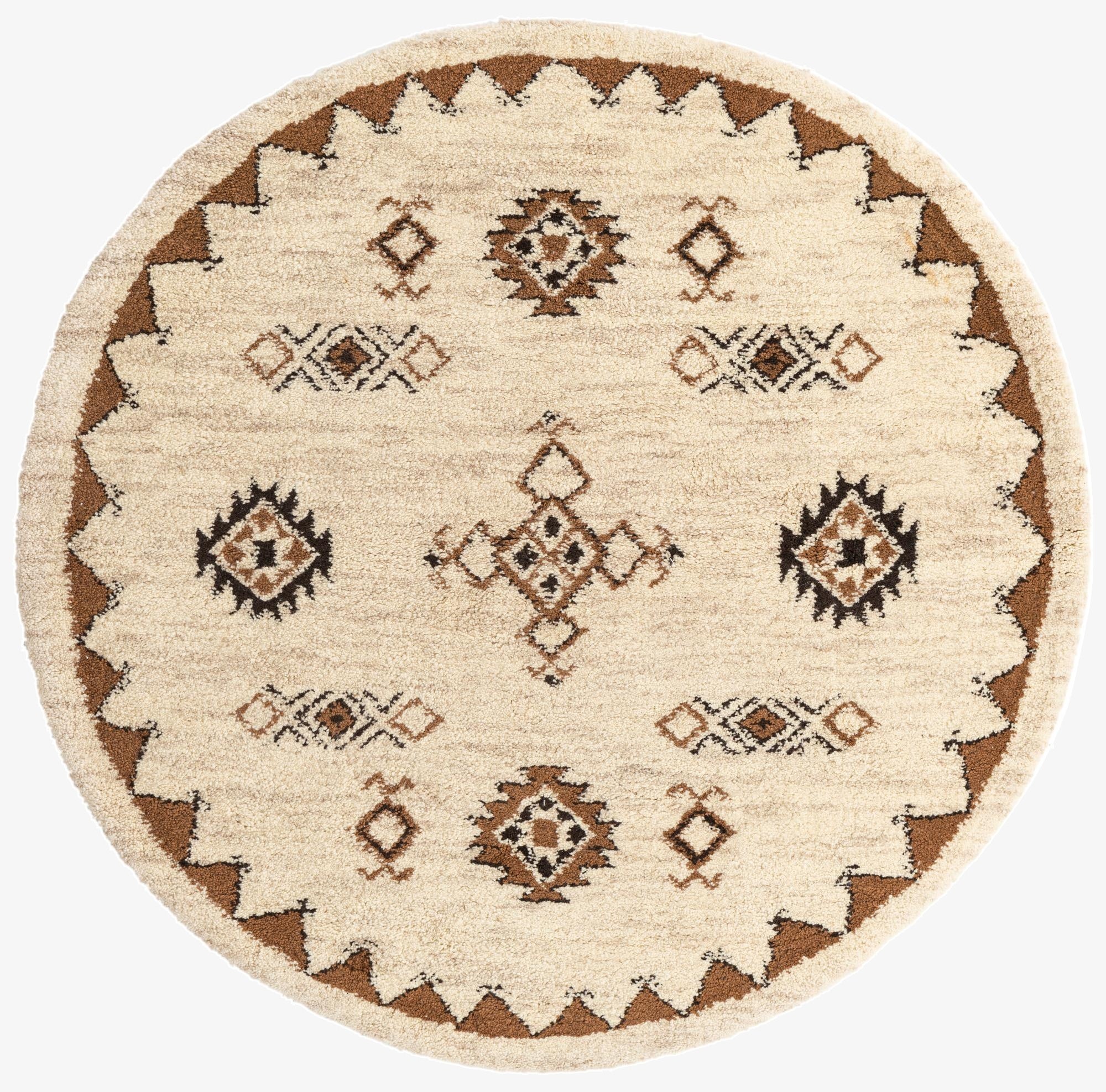 6' 5 x 6' 6  Hand Knotted Moroccan Wool Round Rug