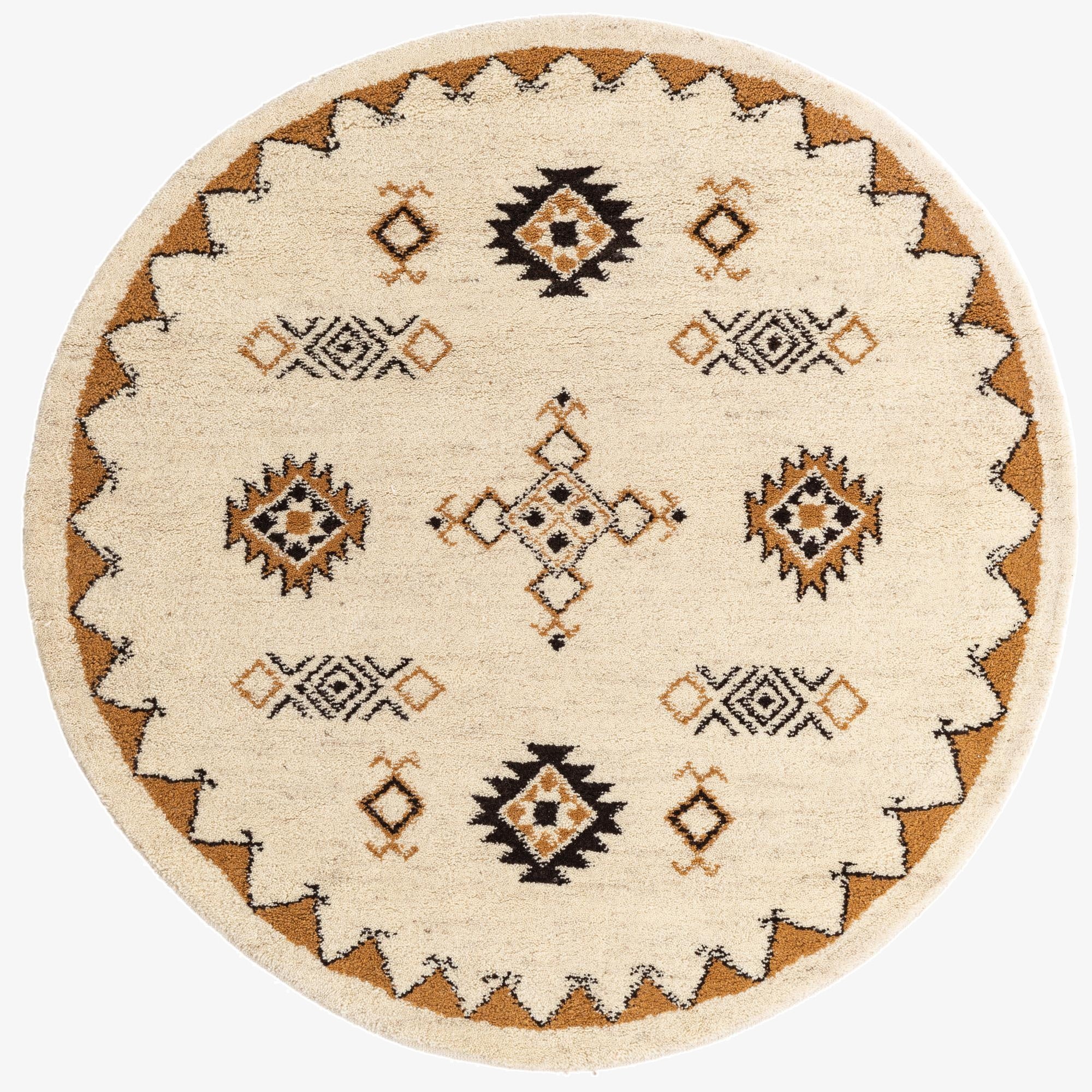  6' 6 x 6' 6  Hand Knotted Moroccan Wool Round Rug