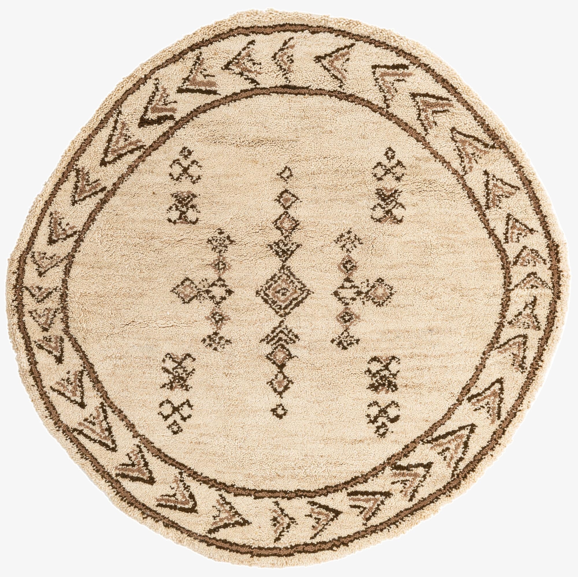  6' 3 x 6' 4  Hand Knotted Moroccan Wool Round Rug