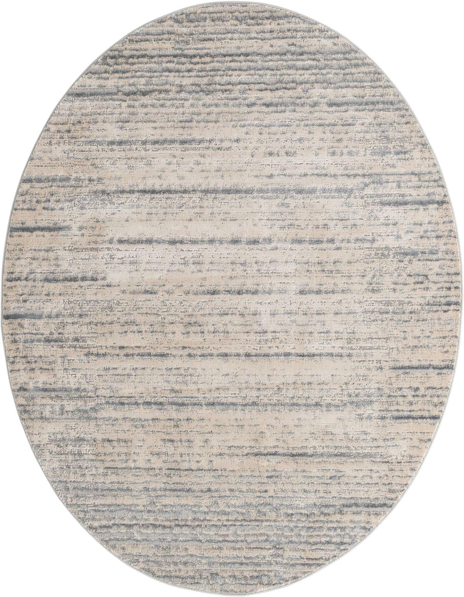 A 7' round ivory and cream rug with a modern textured pattern, ideal for indoor living spaces.
