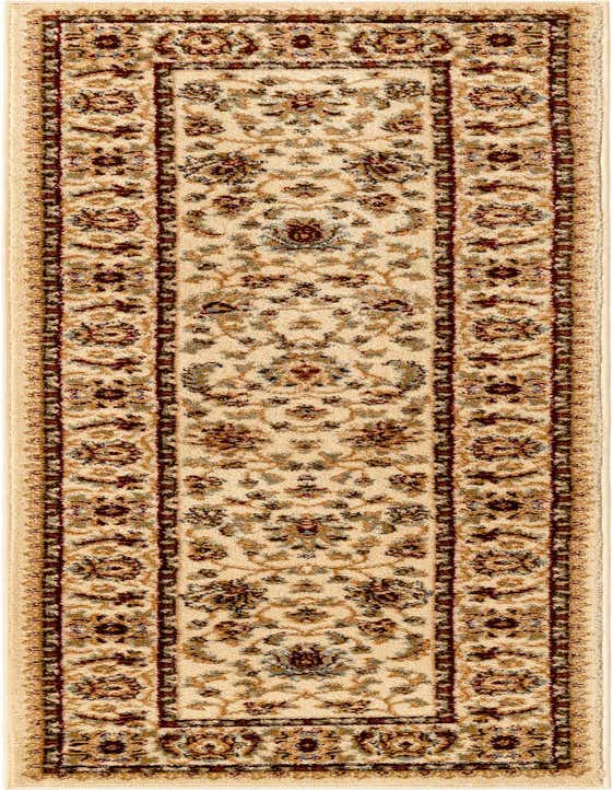 A 7 ft runner rug in ivory with a traditional oriental floral pattern, ideal for hallways.