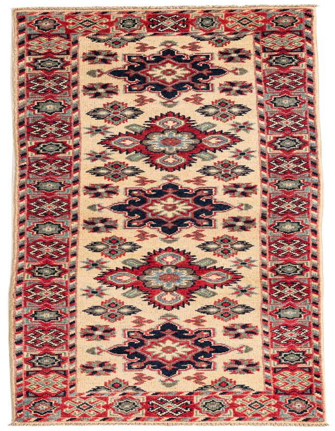 Primary image  2' x 6' 3  Hand Knotted Kazak Runner Rug