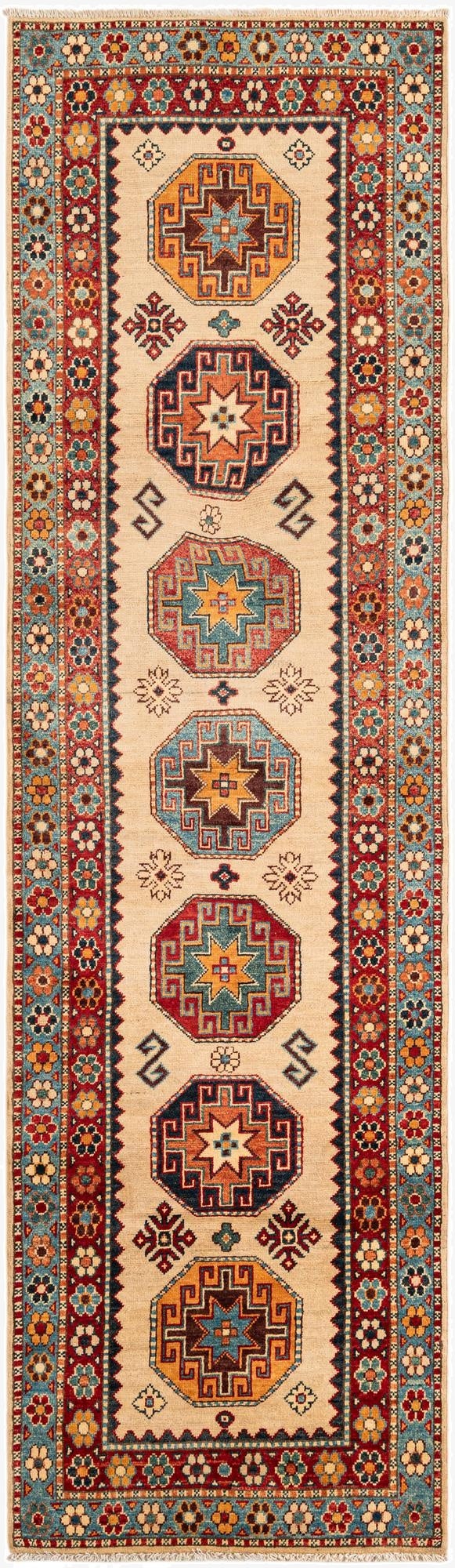  2' 8 x 9' 4  Hand Knotted Kazak Runner Rug