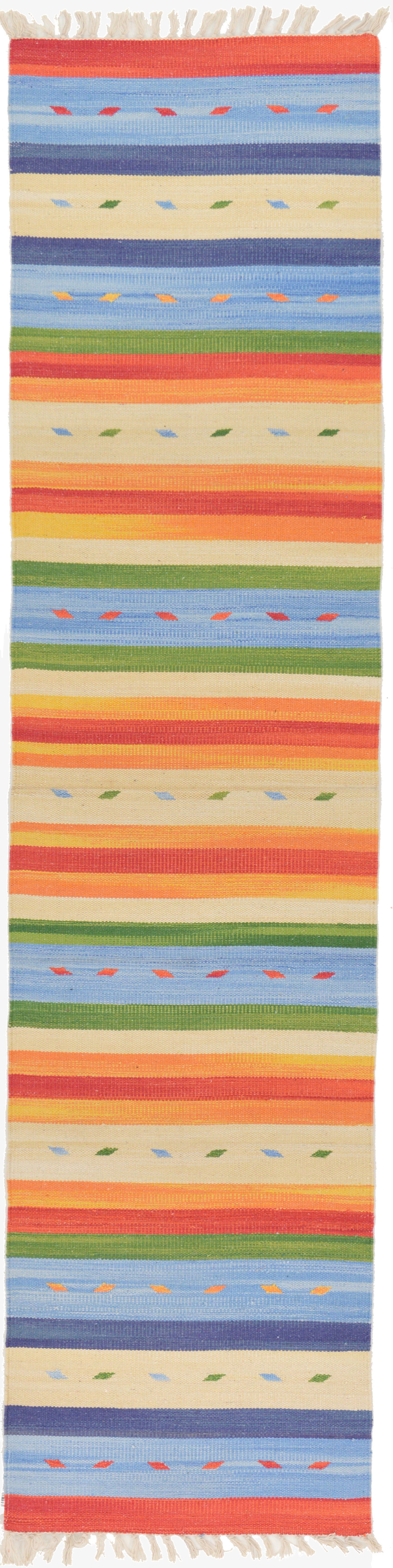  2' x 7' 10  Hand Woven Kilim Dhurrie Runner Rug